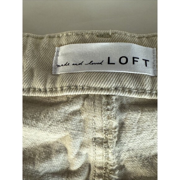 LOFT The High Waist Straight Crop Jeans Size 10 Womens Beige Raw Hem Denim Boho - Picture 3 of 14